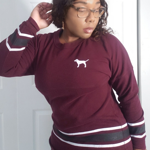 PINK Victoria's Secret Tops - VICTORIA'S SECRET PINK VARSITY CREW PULLOVER SWEATSHIRT